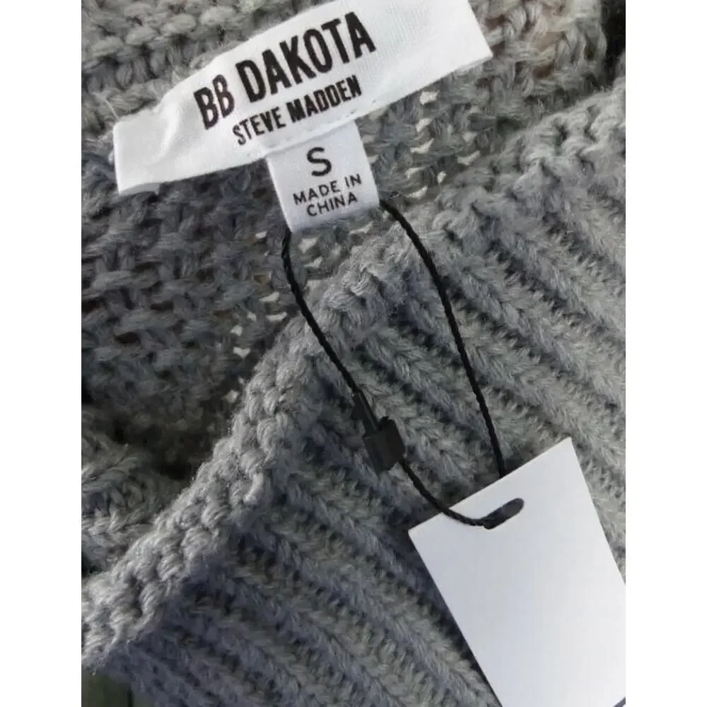BB Dakota by Steve Madden Womens Chunky Knit Turtleneck‎ Sweater in Grey SM $89